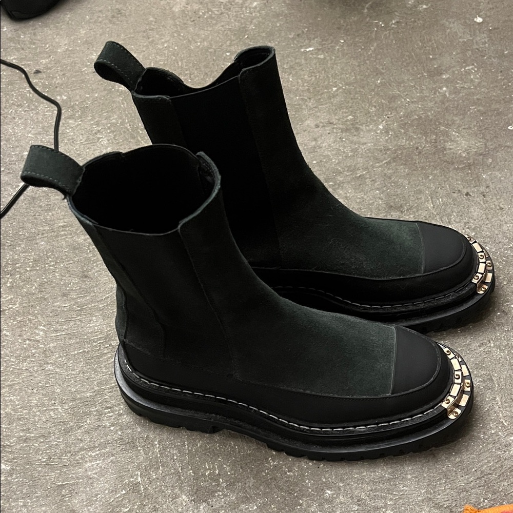 Sandro Suède Dark Green Chelsea Boots